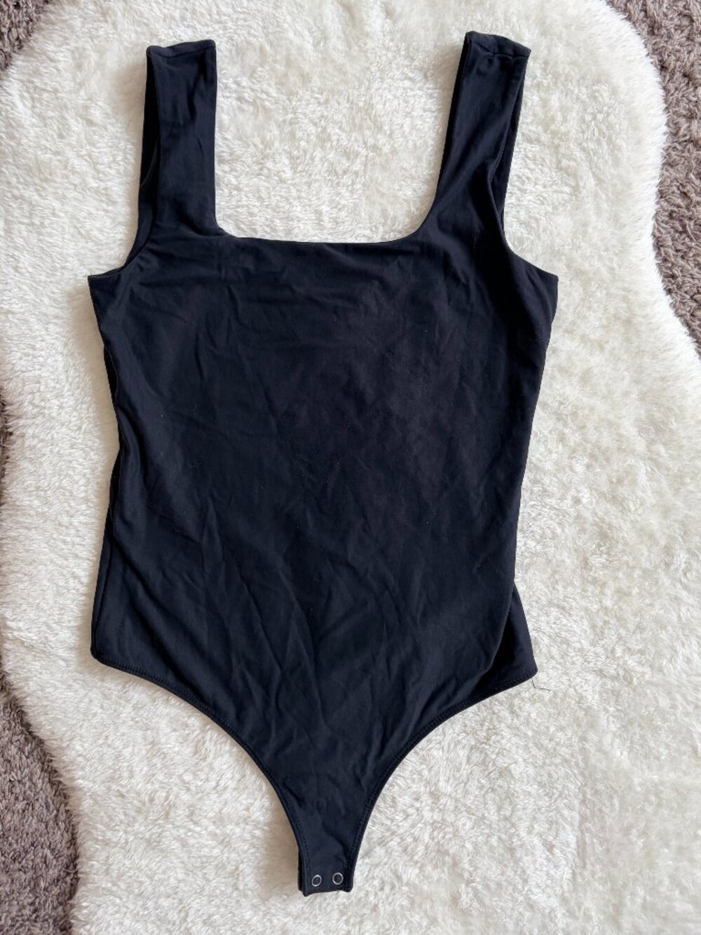 Abercrombie & Fitch Square Neck Black Matte Bodysuit, size XS